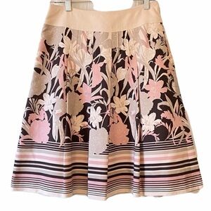 Ann Taylor Skirt Vintage Floral A Line Pleated Sz 0